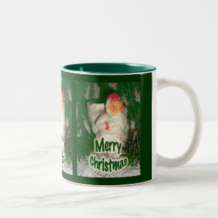 Papier Mache White Coated Santa Holiday Items Two-Tone Coffee Mug