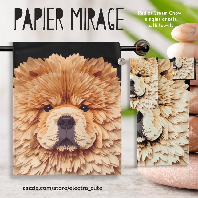 PAPIER MIRAGE Red Chow Bath Towel Set (Creator Uploaded)