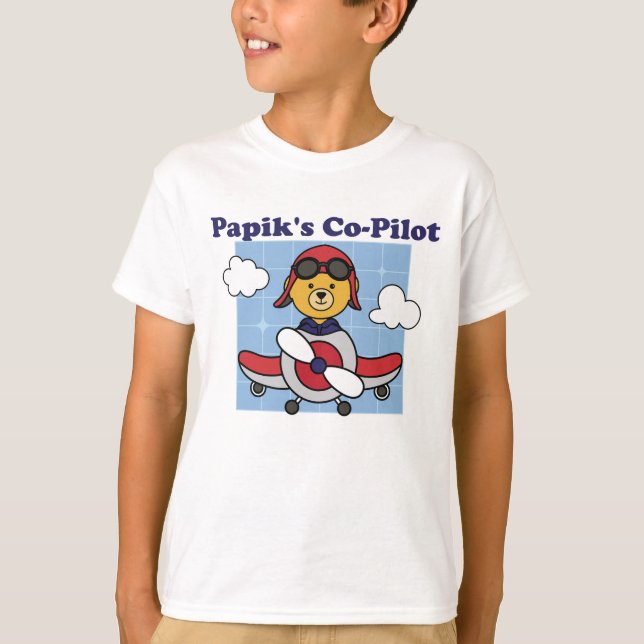 Papik's Little Co-Pilot - Cute Aeroplane T-Shirt (Front)