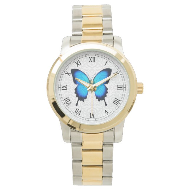 Papilio Ulysses Blue Butterfly Watch (Front)