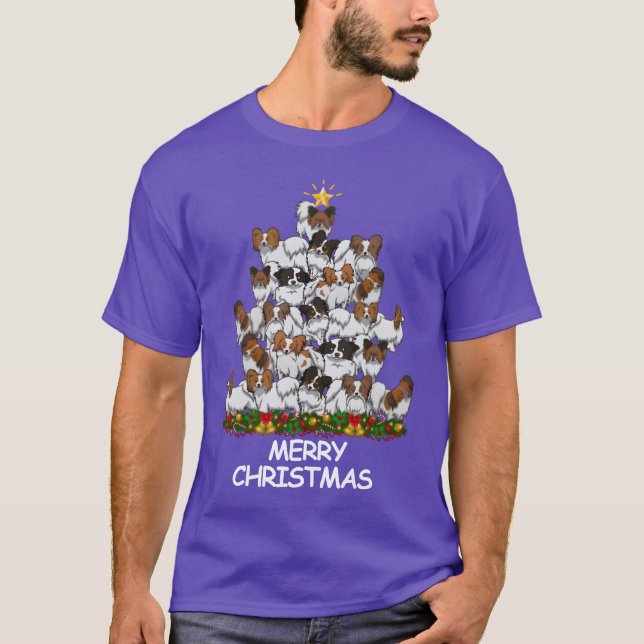Papillion Christmasree Merry Christmas gift T-Shirt (Front)