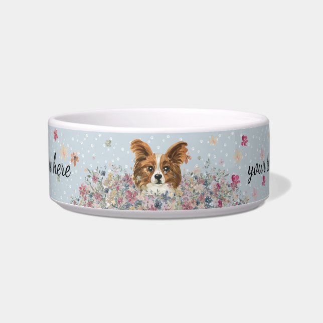 Papillion Dog with paws Bowl (Front)