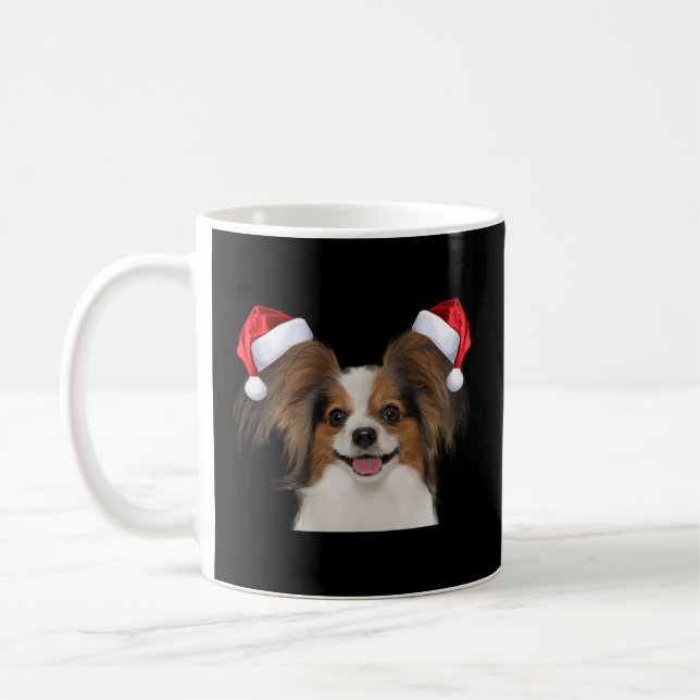 Papillion Fun Dog Santa Image Coffee Mug (Left)