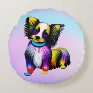 Papillion Pop Art Pastel      Round Cushion