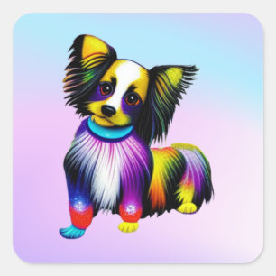 Papillion Pop Art Pastel    Square Sticker