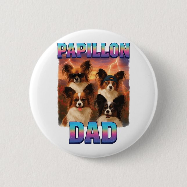 Papillon 6 Cm Round Badge (Front)