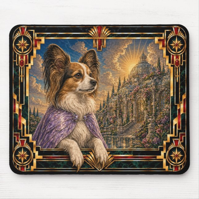 Papillon, Art Deco Dog Mouse Mat (Front)