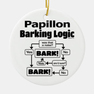 Papillon Barking Logic Ceramic Tree Decoration