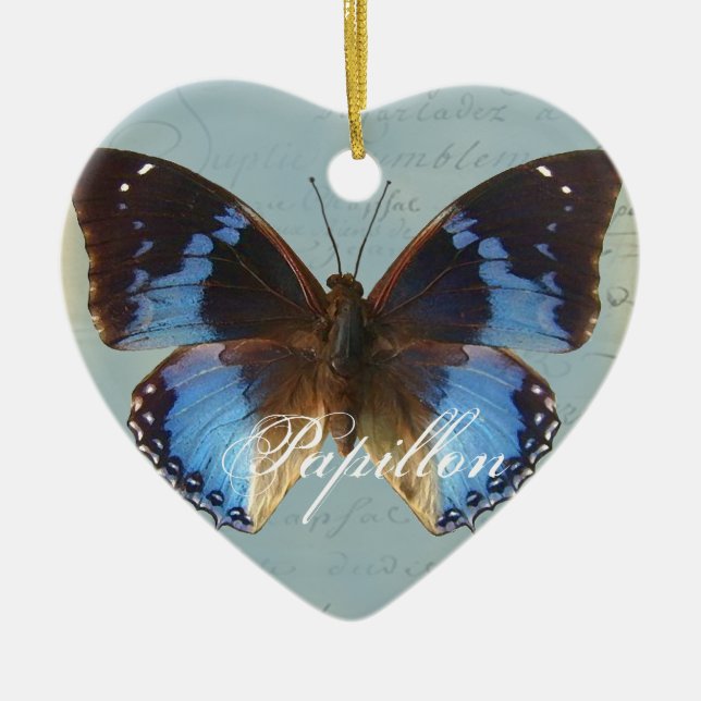 Papillon bleu ceramic tree decoration (Front)