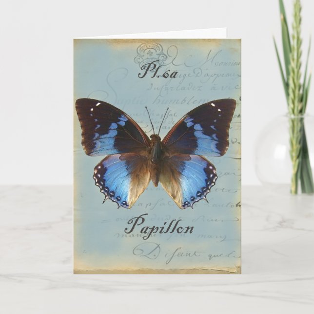 Papillon bleu Happy Birthday Card (Front)