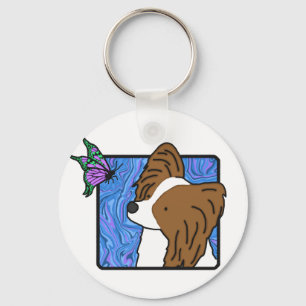 Papillon Butterfly Dog Keychain