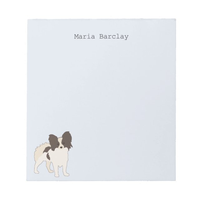 Papillon Cartoon Dog Notepad (Front)