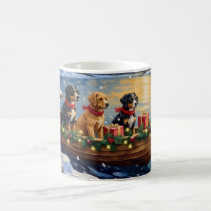 Papillon Christmas Boat Holiday Coffee Mug