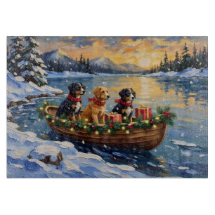 Papillon Christmas Boat Holiday Cutting Board