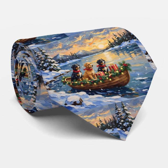 Papillon Christmas Boat Holiday Tie (Rolled)