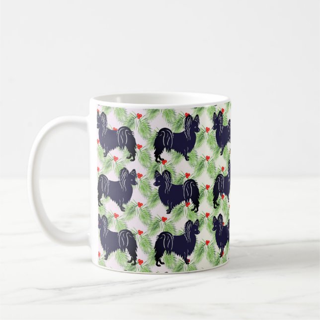 Papillon Christmas Coffee Mug (Left)