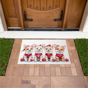Papillon Christmas Dress Santa Hat Doormat