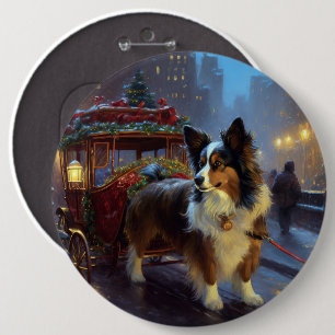Papillon Christmas Festive Season 6 Cm Round Badge