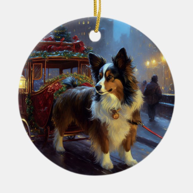 Papillon Christmas Festive Season Ceramic Tree Decoration (Front)