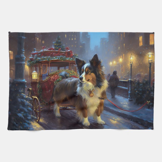 Papillon Christmas Festive Season Tea Towel (Horizontal)