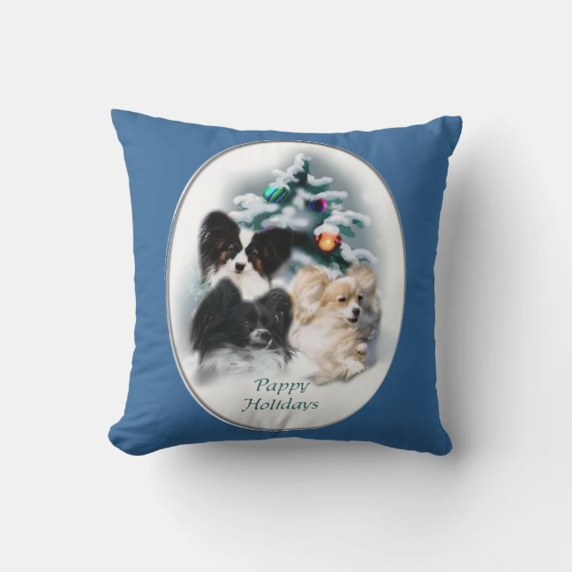 Papillon Christmas Gifts Cushion (Front)
