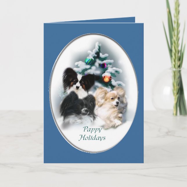 Papillon Christmas Gifts Holiday Card (Front)