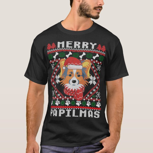 Papillon Christmas Santa Ugly Sweater Dog Lover Xm (Front)