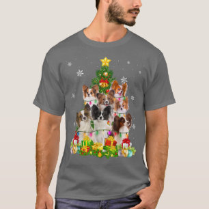 Papillon Christmas Tree Lights Funny Dog Xmas T-Shirt