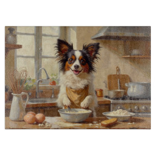 Papillon Cooking in Kitchen Cutting Board