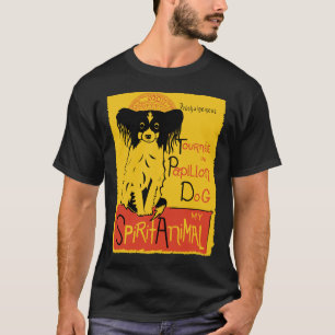 Papillon Cute Dog Chat Noir Mashup Art Design T-Shirt