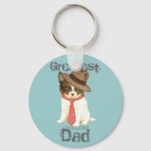 Papillon Dad Key Ring