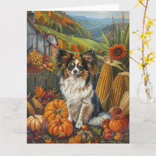 Papillon dog Autumn Harvest Thanksgiving Card