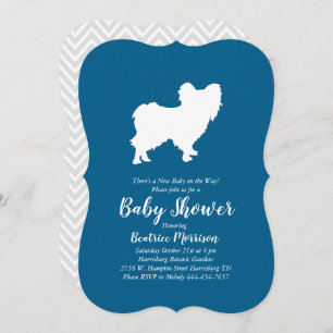 Papillon Dog Baby Shower Blue Boy Invitation