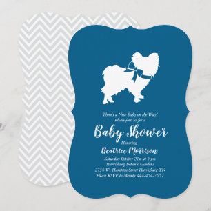 Papillon Dog Baby Shower Blue Boy Invitation