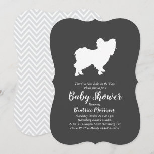 Papillon Dog Baby Shower Gender Neutral Invitation