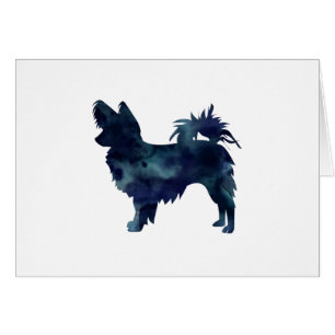Papillon Dog Black Watercolor Silhouette Card