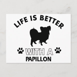 Papillon dog breed designs postcard
