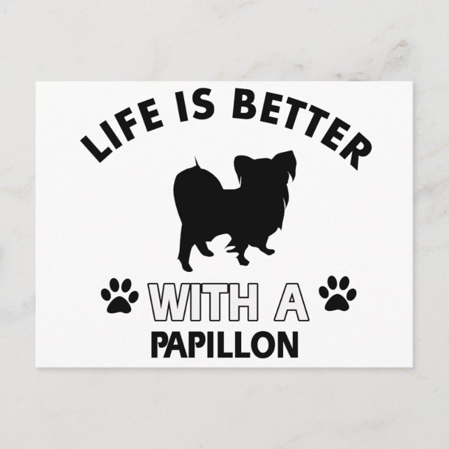 Papillon dog breed designs postcard (Front)