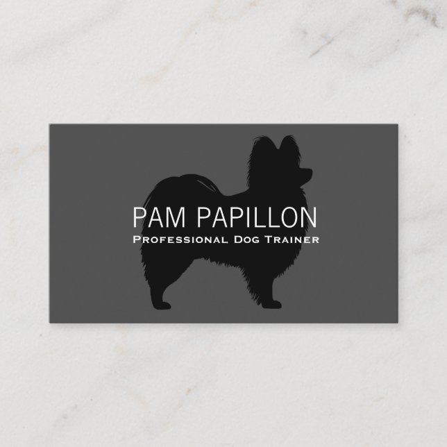 Papillon Dog Breed Silhouette Business Card (Front)