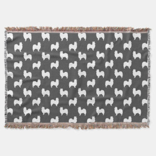Papillon Dog Breed Silhouettes Pattern Throw Blanket