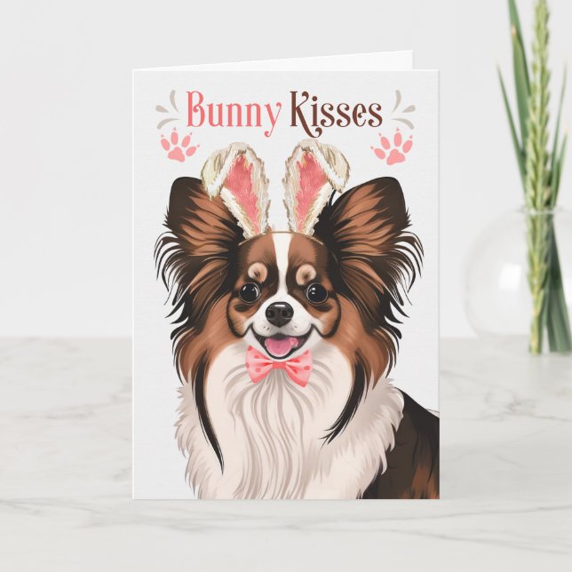 Papillon Dog Bunny Ears for Easter Holiday Card (Front)