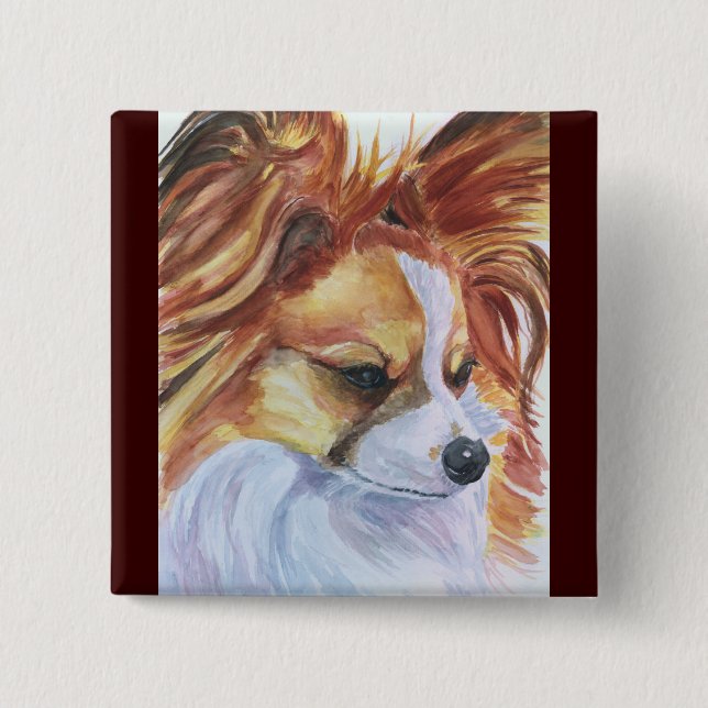Papillon dog Button pins (Front)