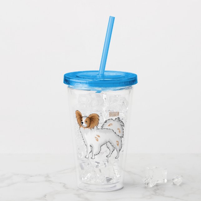 Papillon dog cartoon illustration  acrylic tumbler (Back Ice)