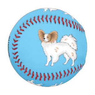 Papillon dog cartoon illustration  baseball