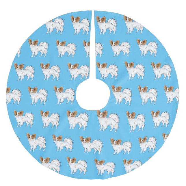 Papillon dog cartoon illustration brushed polyester tree skirt (Front)