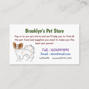 Papillon dog cartoon illustration business card