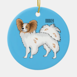 Papillon dog cartoon illustration ceramic tree decoration