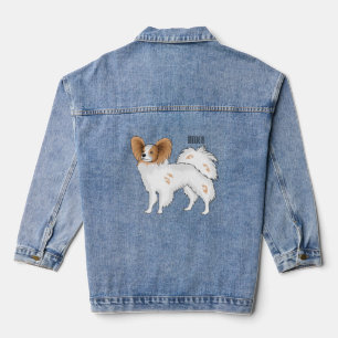 Papillon dog cartoon illustration denim jacket
