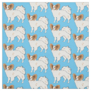 Papillon dog cartoon illustration fabric