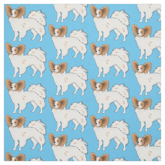 Papillon dog cartoon illustration fabric (Swatch)